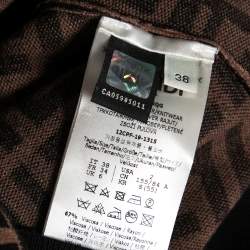 Pre Owned Fendi Brown Brown Zucca Monogram Jacquard Long Sleeve Jumper S