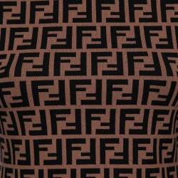 Pre Owned Fendi Brown Brown Zucca Monogram Jacquard Long Sleeve Jumper S