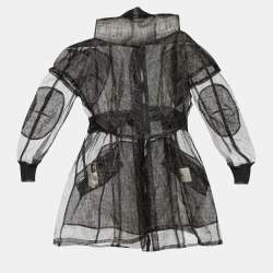 Fendi Tobacco Brown Sheer Zucca Print Cold Shoulder Parka S