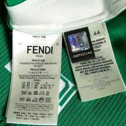 Pre Owned Fendi Green Silk & Rib Knit Trimmed Pants M