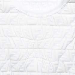 Fendi White Embossed Jersey Sports Bra and Pant Set S