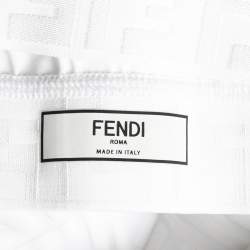Fendi White Embossed Jersey Sports Bra and Pant Set S
