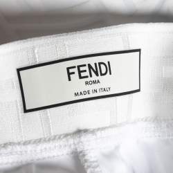 Fendi White Embossed Jersey Sports Bra and Pant Set S