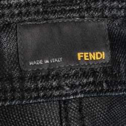 Pre Owned Fendi Black Cotton Straight Fit Jeans S