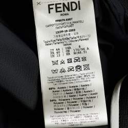 Fendi Black Synthetic Mink Fur Trim Zip Front Long Coat M