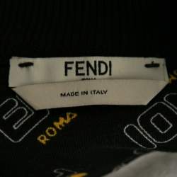 مملوكة مسبقًا Fendi Black Cotton Logo Embroidered Crewneck Sweatshirt S
