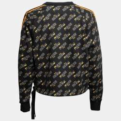 مملوكة مسبقًا Fendi Black Cotton Logo Embroidered Crewneck Sweatshirt S