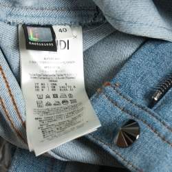 Fendi Blue Denim Fur Trimmed Monster Eye Boyfriend Jeans S