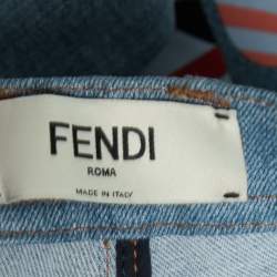 Fendi Blue Denim Fur Trimmed Monster Eye Boyfriend Jeans S