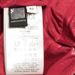 Fendi Red Leather A Line Midi Skirt M