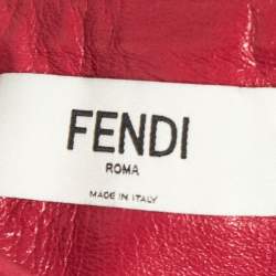 Fendi Red Leather A Line Midi Skirt M