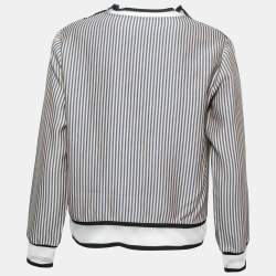 Pre Owned Fendi Blue & Beige Striped Cotton Long Sleeve Sweatshirt S