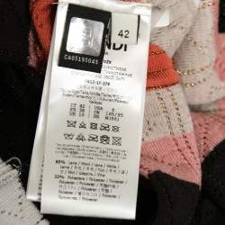 Pre Owned Fendi Multicolor Striped Lurex Wool Knit Applique Detail Dress M