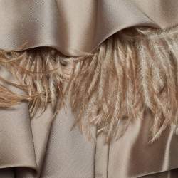 Fendi Vintage Beige Silk & Ostrich Feather Ruffle Tiered Cocktail Dress S