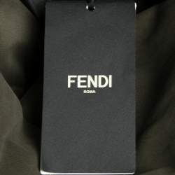 Fendi Olive Green Cotton Shearling Trimmed Long Sleeve Zipped Jacket L