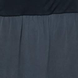 Pre Owned Fendi Navy Blue Jersey & Silk Cut-Out Sleeve Detailed Dress S