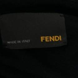 Pre Owned Fendi Navy Blue Jersey & Silk Cut-Out Sleeve Detailed Dress S