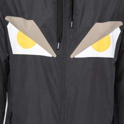 Pre Owned جاكيت بهودي فندي ويندبركر ألياف صناعية أسود وأصفر مقاس صغير - سمول