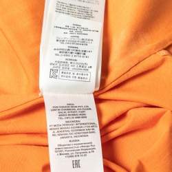 Pre Owned Fendi Orange Cotton Floral Embroidered Applique Detail Short Sleeve T-Shirt S 