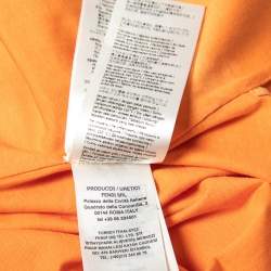 Pre Owned Fendi Orange Cotton Floral Embroidered Applique Detail Short Sleeve T-Shirt S 