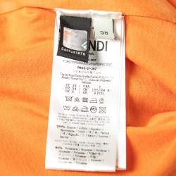 Pre Owned Fendi Orange Cotton Floral Embroidered Applique Detail Short Sleeve T-Shirt S 