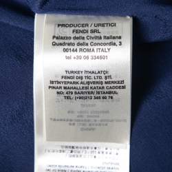 Pre Owned Fendi Blue Velvet Heart Embroidered Bomber Jacket S