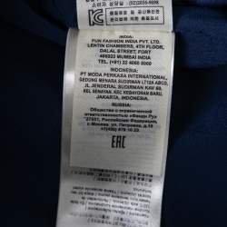 Pre Owned Fendi Blue Velvet Heart Embroidered Bomber Jacket S