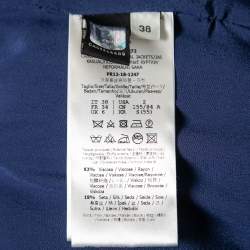 Pre Owned Fendi Blue Velvet Heart Embroidered Bomber Jacket S