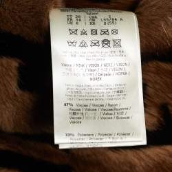 Pre Owned Fendi Brown Logo Monogram Knit Mink Detail Bomber Jacket S