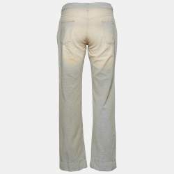 Pre Owned Fendi Vintage Cream FF Denim Straight Fit Jeans L Waist 31.5"