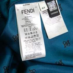Fendi Dark Blue Karligraphy Print Silk Midi Skirt & Top Set M