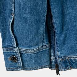 Pre Owned Fendi Blue Logo-Embroidered Denim Jacket S