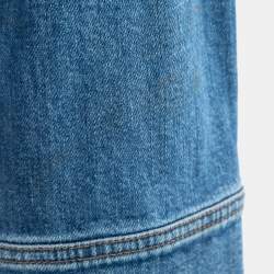 Pre Owned Fendi Blue Logo-Embroidered Denim Jacket S