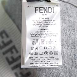 Pre Owned Fendi Grey Gradient Perforated Cashmere Knit Pullover Top S