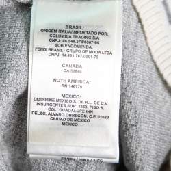 Pre Owned Fendi Grey Gradient Perforated Cashmere Knit Pullover Top S