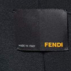 Pre Owned Fendi Black Wool Pleated Detail Belted Blazer M