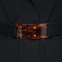 Pre Owned Fendi Black Wool Pleated Detail Belted Blazer M