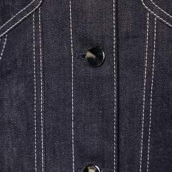 Pre Owned Fendi Blue Denim Logo Patch Fendimania Button Front Jacket S