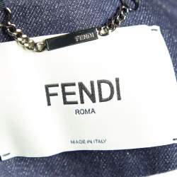 Pre Owned Fendi Blue Denim Logo Patch Fendimania Button Front Jacket S