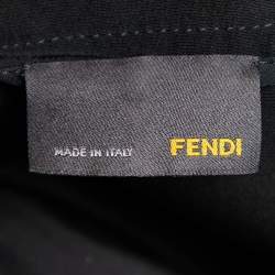 Pre Owned Fendi Black Silk Crepe Stripe Paneled Tunic S