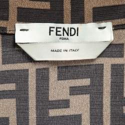 Fendi Brown Zucca Print Silk Pajama Top & Pants Set XS