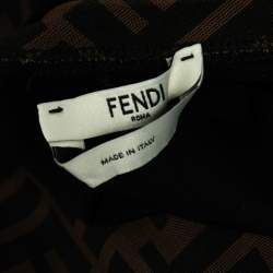 Pre Owned Fendi Brown Zucca Monogram Mesh Sheath Dress M 