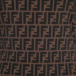 Pre Owned Fendi Brown Zucca Monogram Mesh Sheath Dress M 