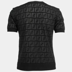 Pre Owned Fendi Black Zucca Monogram Knit Pullover Top S 