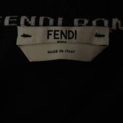 Pre Owned Fendi Black Cotton Sequin Logo Embellished Short Sleeve T-Shirt M