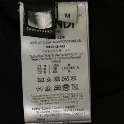 Pre Owned Fendi Black Cotton Sequin Logo Embellished Short Sleeve T-Shirt M