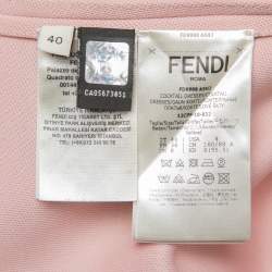 مملوكة مسبقًا Fendi Pink Crepe Rib Knit Collar Detail Belted Midi Dress S