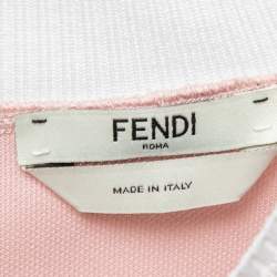 مملوكة مسبقًا Fendi Pink Crepe Rib Knit Collar Detail Belted Midi Dress S