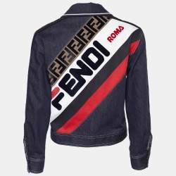 Fendi Navy Blue Denim Logo Detail Button Front Jacket M