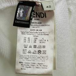 Pre Owned Fendi White Knit Logo Band Trim Track Pants M